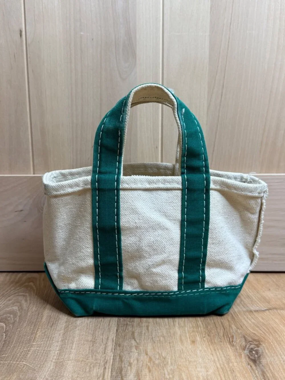 Vintage 70s 80s LL Bean Green Micro Mini Boat & Tote Canvas Bag Sawtooth Tag - Picture 5 of 12